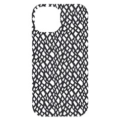 Black White Snake Pattern Iphone 15 Black Uv Print Pc Hardshell Case by DinkovaArt