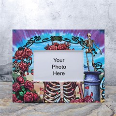 Grateful Dead Hippie Peace Roses Rock Music Legend White Tabletop Photo Frame 4 x6  by Tsamara