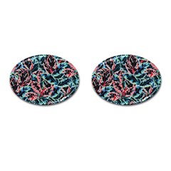 Leaves Nature Pattern Patterns Colorful Cufflinks (oval) by Tsamara