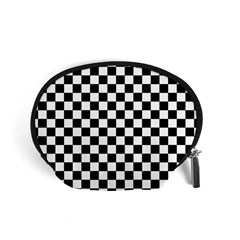 Pattern Checkered Squares Black White Pattern Accessory Pouch (small) by Sabxi