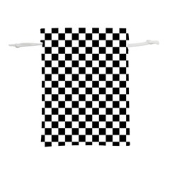 Pattern Checkered Squares Black White Pattern Lightweight Drawstring Pouch (s) by Sabxi