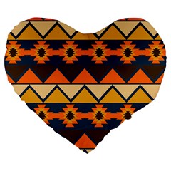 Aztec Mexico Inca Mayan Design Large 19  Premium Heart Shape Cushions by Tsamara