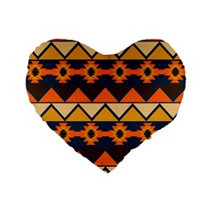 Aztec Mexico Inca Mayan Design Standard 16  Premium Flano Heart Shape Cushions by Tsamara