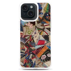 Background Embroidery Pattern Stitches Abstract Iphone 15 Plus Tpu Uv Print Case by Ket1n9