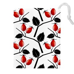 Rose Hip Pattern Branches Autumn Drawstring Pouch (4xl) by Hannah976