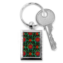 Mid Century Retro Floral 1970s 1960s Pattern 72 Key Chain (rectangle) by violetheavensky