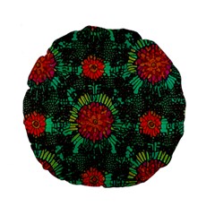 Mid Century Retro Floral 1970s 1960s Pattern 72 Standard 15  Premium Flano Round Cushions by violetheavensky