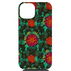 Mid Century Retro Floral 1970s 1960s Pattern 72 Iphone 14 Black Uv Print Pc Hardshell Case by violetheavensky