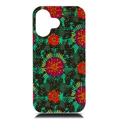Mid Century Retro Floral 1970s 1960s Pattern 72 Iphone 16 Black Uv Print Pc Hardshell Case by violetheavensky