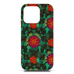 Mid Century Retro Floral 1970s 1960s Pattern 72 Iphone 16 Pro Black Uv Print Pc Hardshell Case by violetheavensky