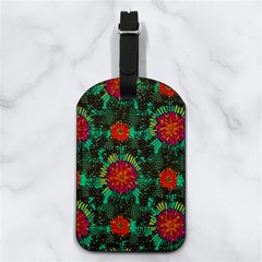 Mid Century Retro Floral 1970s 1960s Pattern 72 Nappa Leather Luggage Tag Rectangle by violetheavensky