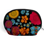 Mid Century Retro Floral 1970s 1960s Pattern 77 Accessory Pouch (Medium) Front