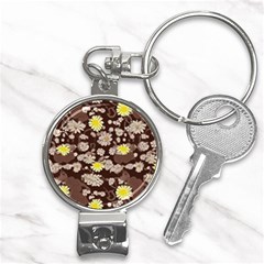 Mid Century Retro Floral 1970s 1960s Pattern 84 Nail Clippers Key Chain by violetheavensky