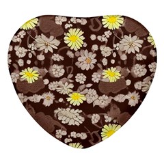 Mid Century Retro Floral 1970s 1960s Pattern 84 Heart Glass Fridge Magnet (4 Pack) by violetheavensky