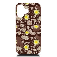 Mid Century Retro Floral 1970s 1960s Pattern 84 Iphone 16 Black Uv Print Pc Hardshell Case by violetheavensky
