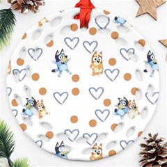 Bluey, Bluey Merch, Bluey Pattern, Bluey Bluey, Bingo, Bluey Design, Bluey Dog Ornament (round Filigree) by avitendut