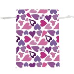 Heart Pattern Repetition Background Lightweight Drawstring Pouch (XL) Front
