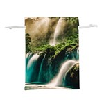 Waterfall Rocks Jungle Forest Lightweight Drawstring Pouch (M) Back