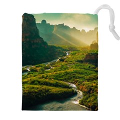 Mountains Trees Forest Drawstring Pouch (4xl) by Anend