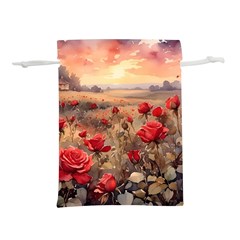 Roses Flower Field Sunset Nature Lightweight Drawstring Pouch (s) by Anend