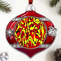 Rby 127 Metal Snowflake And Bell Red Ornament by ArtworkByPatrick