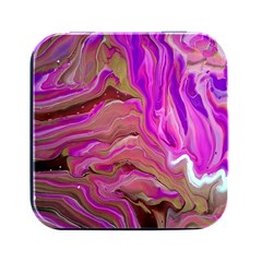 Magenta Waves Square Metal Box (black) by kaleidomarblingart