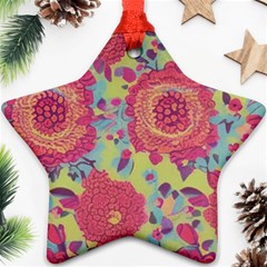 Mid Century Retro Floral 1970s 1960s Pattern 82 Star Ornament (two Sides) by violetheavensky