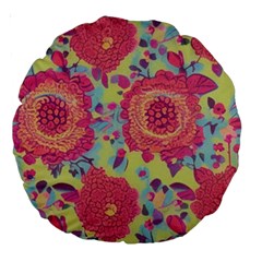 Mid Century Retro Floral 1970s 1960s Pattern 82 Large 18  Premium Round Cushions by violetheavensky