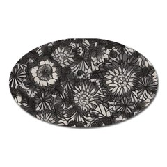 Mid Century Retro Floral 1970s 1960s Pattern 71 Oval Magnet by violetheavensky