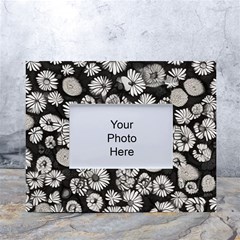 Mid Century Retro Floral 1970s 1960s Pattern 86 White Tabletop Photo Frame 4 x6  by violetheavensky