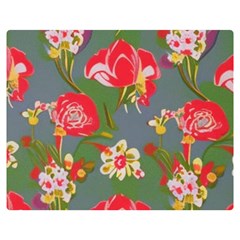 Mid Century Retro Floral 1970s 1960s Pattern 83 60  X 50  Two Sides Premium Plush Fleece Blanket (teen Size) by violetheavensky