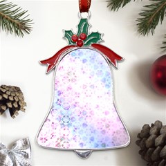 Digital Art Artwork Abstract Pink Purple Metal Holly Leaf Bell Ornament by Dutashop