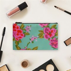 Mid Century Retro Floral 1970s 1960s Pattern 81 Cosmetic Bag (small) by violetheavensky