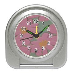 Mid Century Retro Floral 1970s 1960s Pattern 80 Travel Alarm Clock by violetheavensky