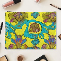 Mid Century Retro Floral 1970s 1960s Pattern 60 Cosmetic Bag (xl) by violetheavensky