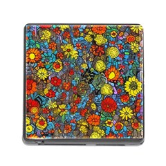Mid Century Retro Floral 1970s 1960s Pattern 56 Memory Card Reader (square 5 Slot) by violetheavensky