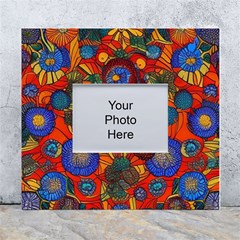 Mid Century Retro Floral 1970s 1960s Pattern 69 White Wall Photo Frame 5  X 7  by violetheavensky