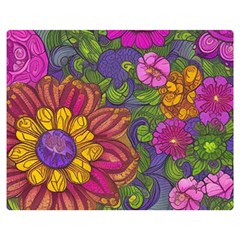 Mid Century Retro Floral 1970s 1960s Pattern 55 60  X 50  Premium Plush Fleece Blanket (medium) by violetheavensky