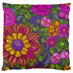 Mid Century Retro Floral 1970s 1960s Pattern 55 18  Baby Flannel Cushion Case (two Sides) by violetheavensky