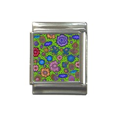 Mid Century Retro Floral 1970s 1960s Pattern 59 Italian Charm (13mm) by violetheavensky