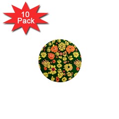 Mid Century Retro Floral 1970s 1960s Pattern 68 1  Mini Magnet (10 Pack)  by violetheavensky