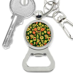 Mid Century Retro Floral 1970s 1960s Pattern 68 Bottle Opener Key Chain by violetheavensky
