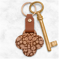 Mid Century Retro Floral 1970s 1960s Pattern 68 Engraved Wood Key Chain by violetheavensky