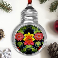 Mid Century Retro Floral 1970s 1960s Pattern 54 Metal Light Bulb Shape Ornament by violetheavensky