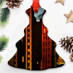 Sci-fi Futuristic Science Fiction City Neon Scene Artistic Technology Machine Fantasy Gothic Town Bu Christmas Tree Ornament (two Sides) by Posterlux