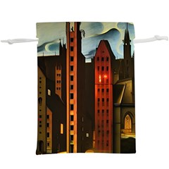 Sci-fi Futuristic Science Fiction City Neon Scene Artistic Technology Machine Fantasy Gothic Town Bu Lightweight Drawstring Pouch (xl) by Posterlux