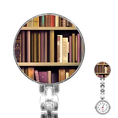 Books Bookshelves Office Fantasy Background Artwork Book Cover Apothecary Book Nook Literature Libra Stainless Steel Nurses Watch by Posterlux