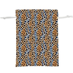 Blue Brown Leopard Lightweight Drawstring Pouch (xl) by DinkovaArt