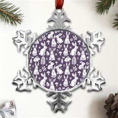 Easter Bunny Pattern Metal Small Snowflake Ornament by Valentinaart