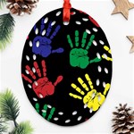 Handprints Hand Print Colourful Ornament (Oval Filigree) Front
